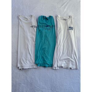 Reel Life Fishing Shirt Lot of Three, White/ Blue Long Sleeve Size L